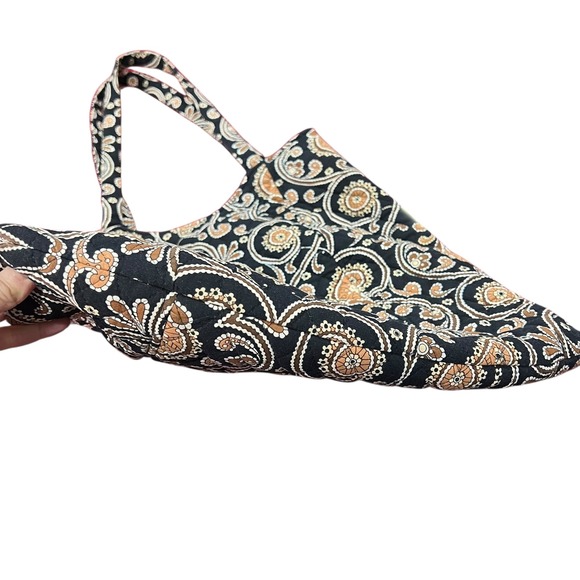 Vera Bradley Tote Bag "Cafe Latte" Brown Black Gold Paisley Quilted Shoulder Bag - Picture 5 of 5